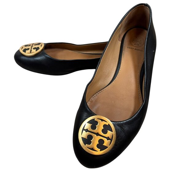 Tory Burch Reva Black Ballet Flats - Picture 1 of 7